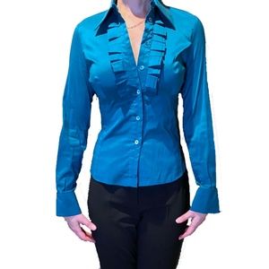 KAREN MILLEN tuxedo shirt Sz UK8